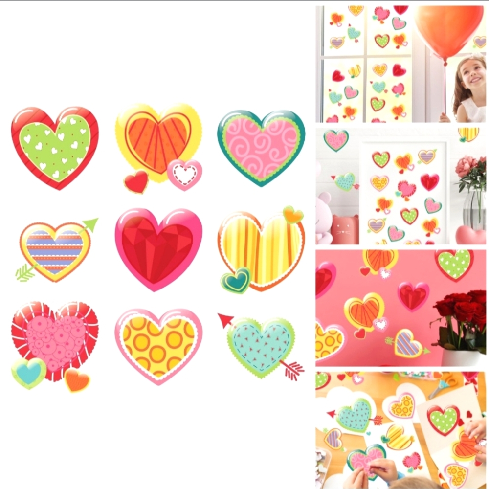 New 45pcs Hearts Card Stock Decorations Window School Art Index